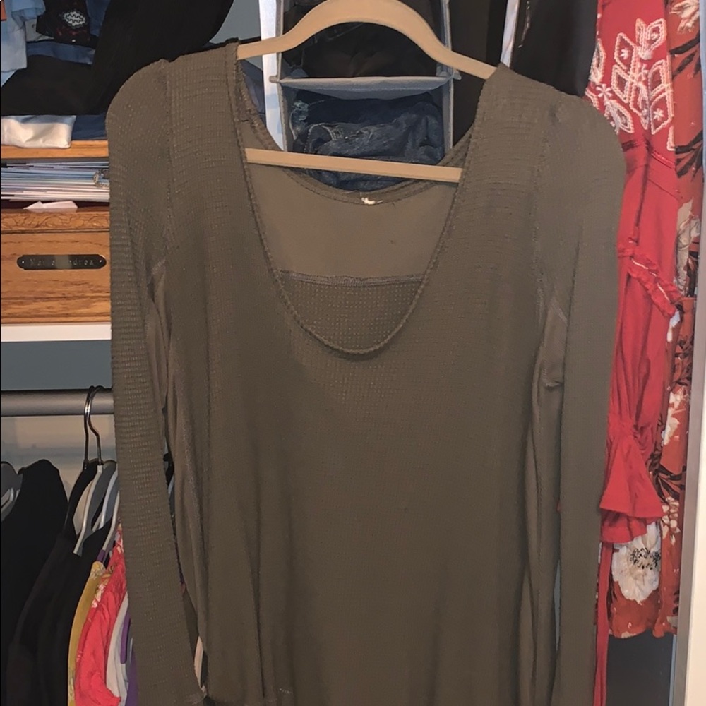 Free people green long sleeve